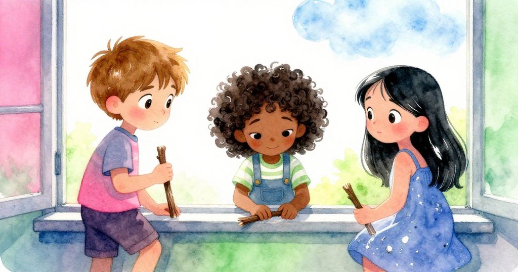 奧托、科拉和瑞恩在成功創作後輕放棍子，透過窗外悠然漂流的雲彩，暗示著故事仍將繼續展開充滿希望下一章。