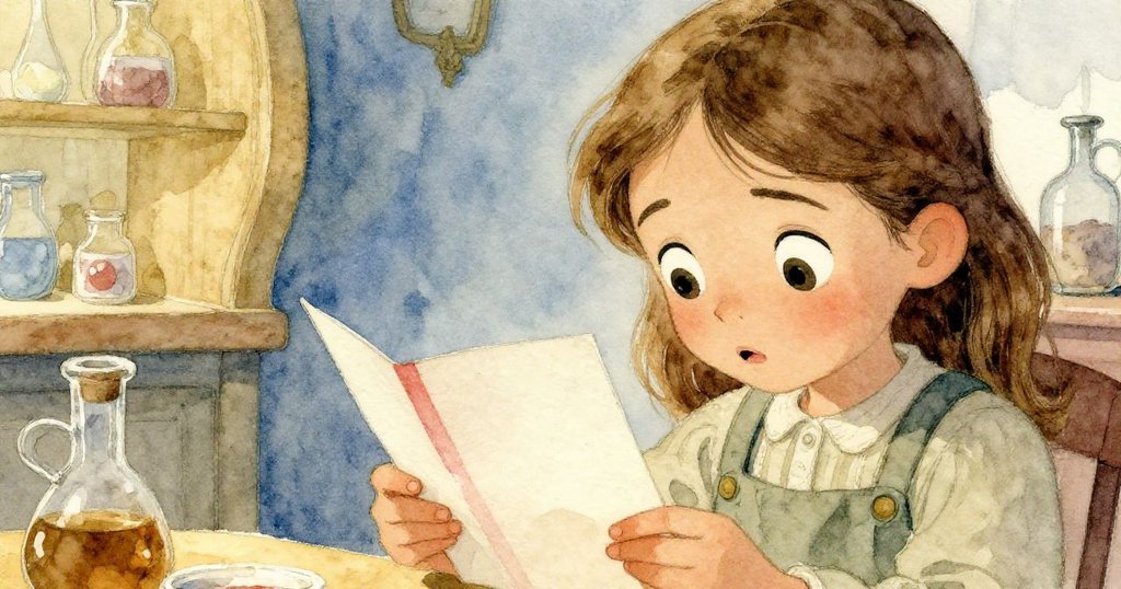 Zara低頭檢視筆記本上滲透的紅色條紋，臉上流露驚奇與堅定，探索新發現瞬間生動呈現。