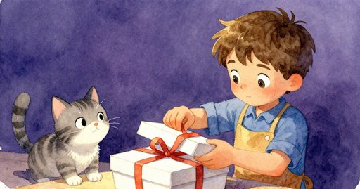 Ribbon Between Paw and Box