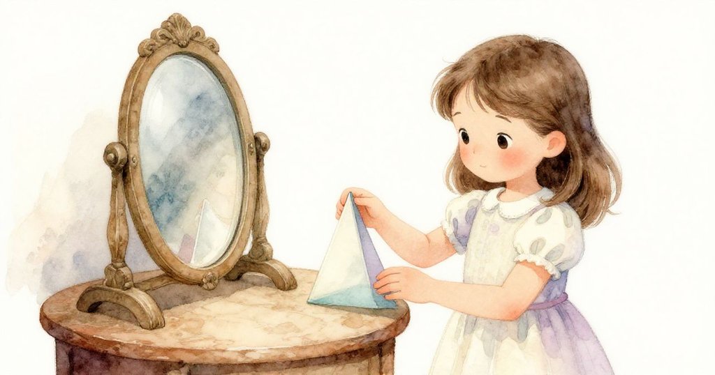 克拉拉細心放入塑料楔子，觸碰到歷史痕跡的老書與鏡子，溫柔光線中流露出期待情感。