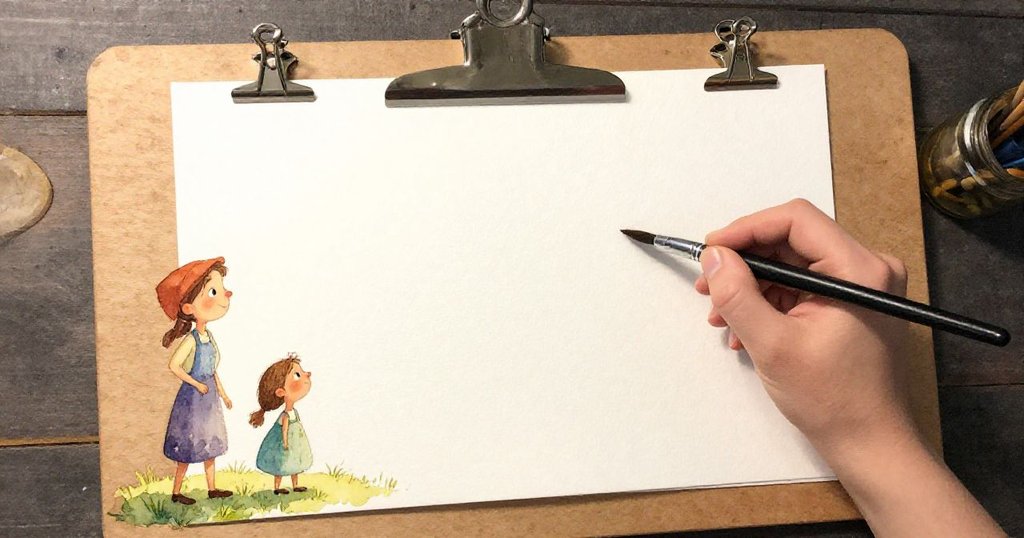 Faye的手輕輕觸碰空白畫面,細膩展現工具與水珠光澤,溫馨畫面中表情透露出認真與期待.