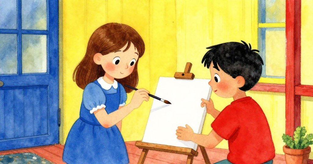 Faye和Seth在畫板前凝固瞬間,雙方神情堅定,Faye巧妙轉動畫筆,展現創作緊張與決心.