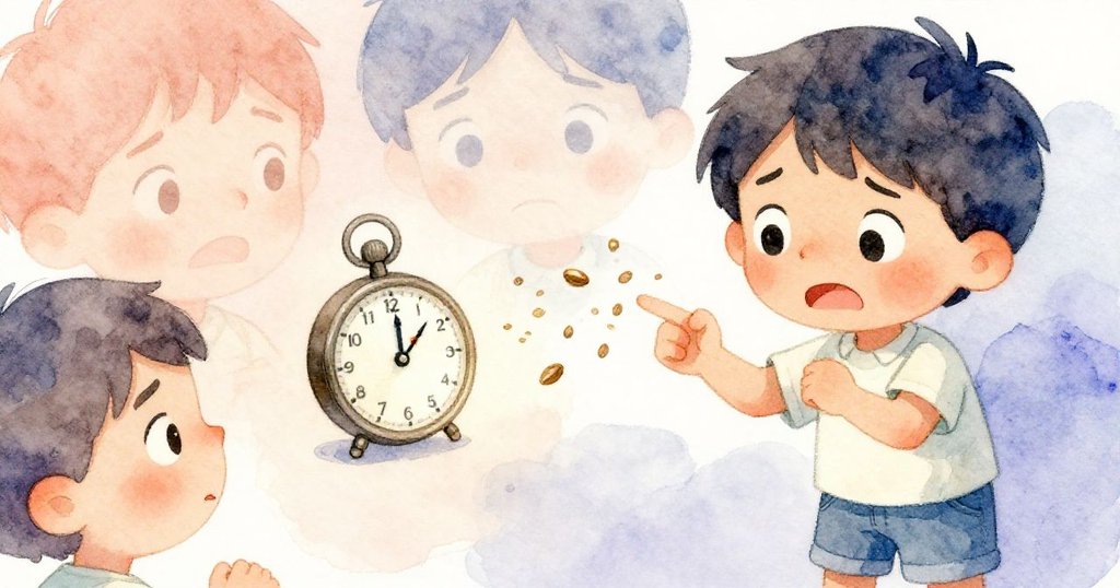 昆恩凝視滴答計時器，手中豆子輕響映出內心掙扎與緊張，情感細節清晰動人。