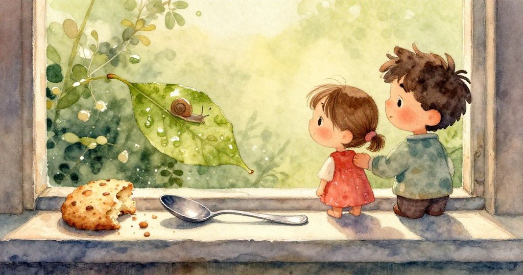 細小水滴與茶杯蒸氣交織成優美動態軌跡，窗上流動創作展現連續變化與和諧情感