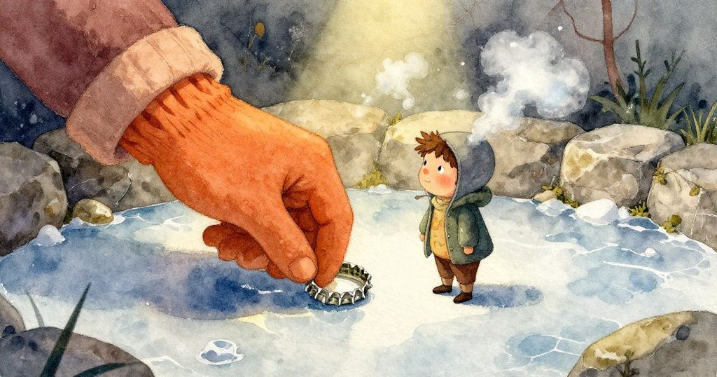 Tatum透過自己的視角欣賞冰下排列似魚鱗的氣泡，光影交錯，展現奇幻與神秘的美感。