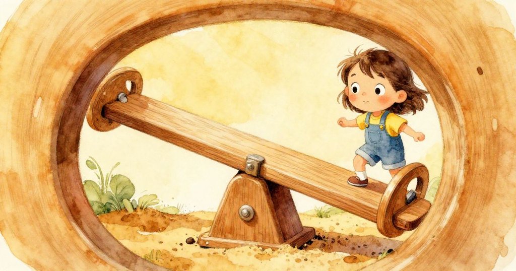 小克蕾透過自己視角聚焦於搖板金屬手柄與擺動機構，沙粒被光線映襯出溫暖畫面，展現探索精神