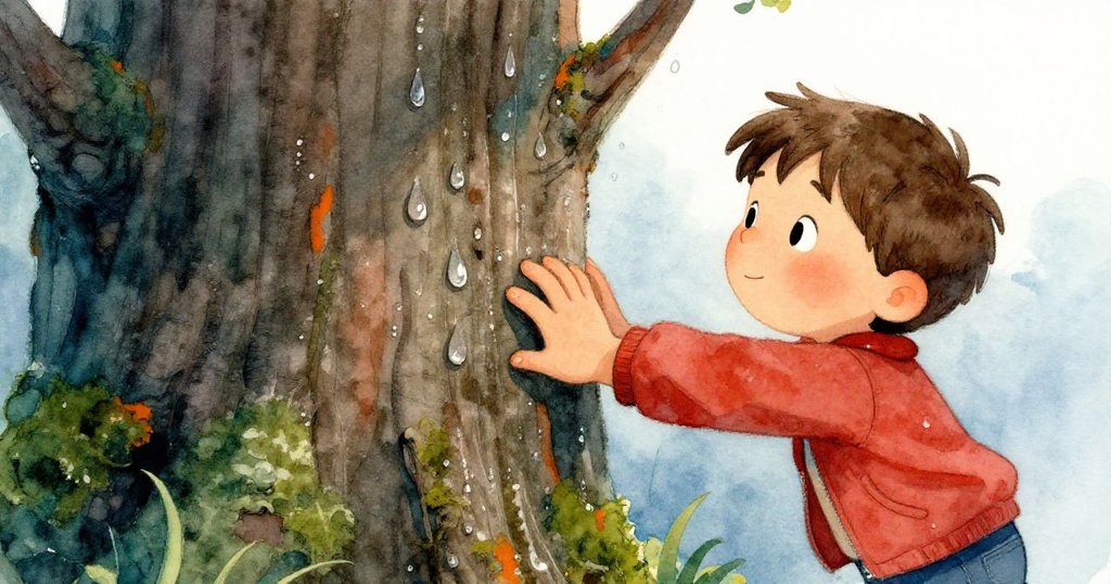 諾蘭的手觸碰濕潤苔蘚,發現質地柔軟,細膩水珠閃耀,顯示森林細節。