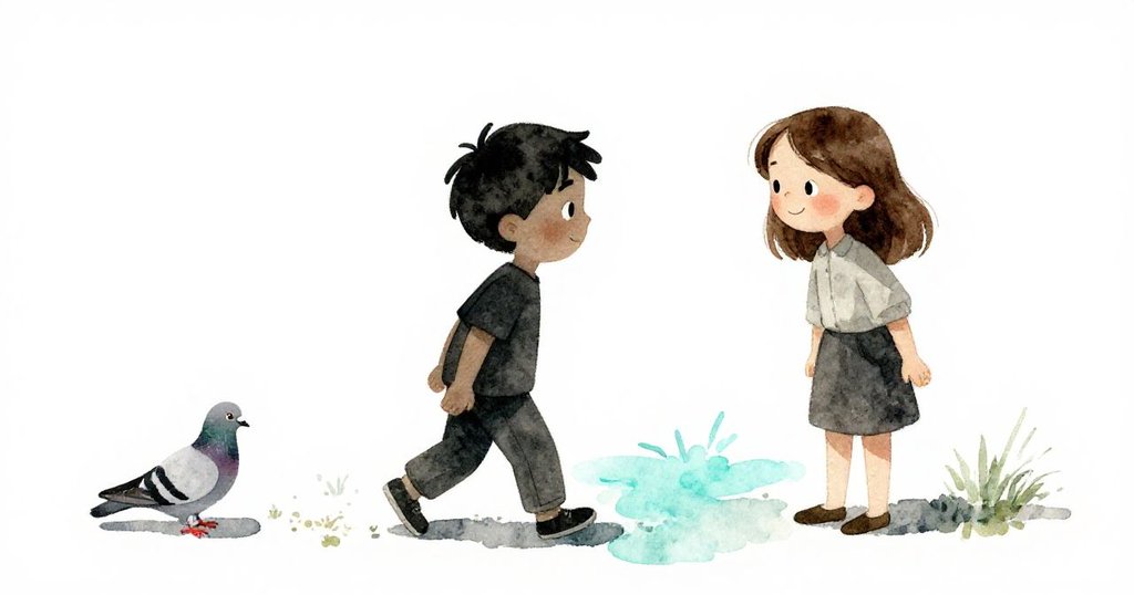 結尾時Zander退後欣賞畫作,Dina微笑肯定,灰鴿輕留足印,藍綠油漆與點綴交織成溫馨完整畫面。