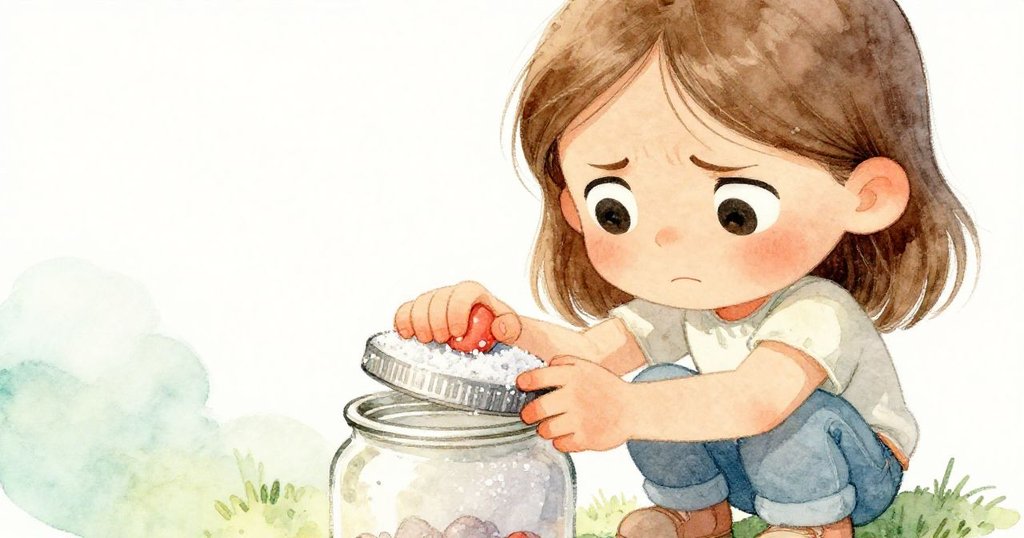 萊娜特寫面部神情與濕潤手指，正專注調整難開的糖霜罐蓋，表情專注與困難交織，背景柔和光影。