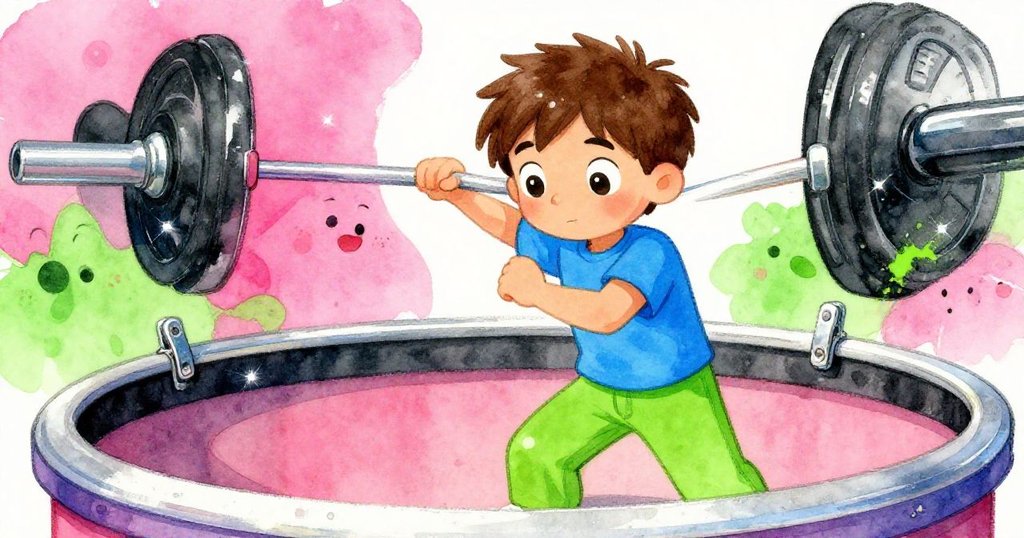 Owen發現旁邊微光閃爍的重量夾後,專注調整姿勢,準備重啟發射,眼神堅定充滿決心與期待。