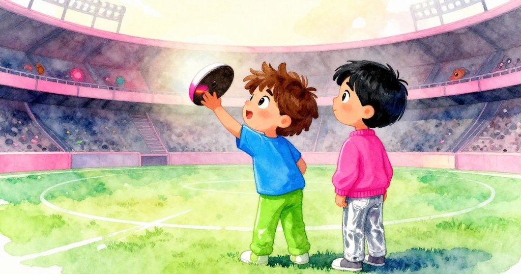 在柔和光影下,Owen與Reed欣賞著穩定旋轉的盤子,競技場充滿溫馨氣氛,展現實驗成功的平靜與喜悅。