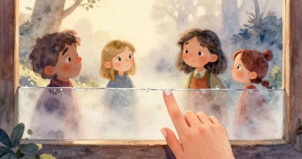 Fleur的手輕觸充滿霧氣的玻璃,細小銀珠逐漸形成,表現出細膩冷峻的觸感與溫柔創作。