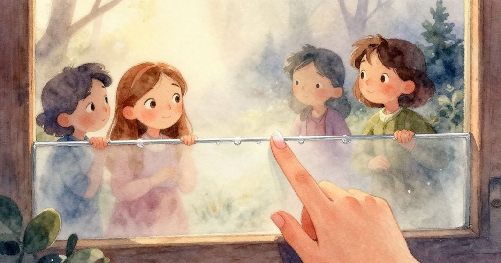 窗台上的鉛筆畫呈現出夏日回憶,燈塔、海鷗和家庭漫步沙灘,溫暖光影融合懷舊氣息。