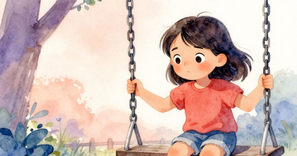 柯拉輕觸金屬鏈條，眼神專注地數著搖擺次數，手部與鏈條細節清晰展現耐心與時間流逝之感。