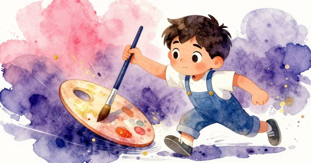 克魯斯迅速追趕滑動的畫筆,充滿急切與決心,動態捕捉著創作現場的緊張與活力。