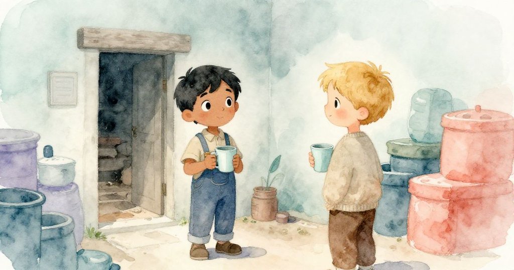 但丁舉杯朝涼爽過道投放清脆聲音，同時西拉斯在窯門旁舉杯，兩人默契呼應呈現最終和諧景象。