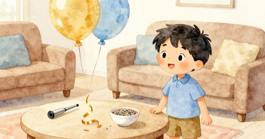 韋德在充滿晨光的客廳桌前專注操作銀色泵器,桌上擺放琥珀色絲帶和彩虹糖霜,營造出溫暖開端氛圍。