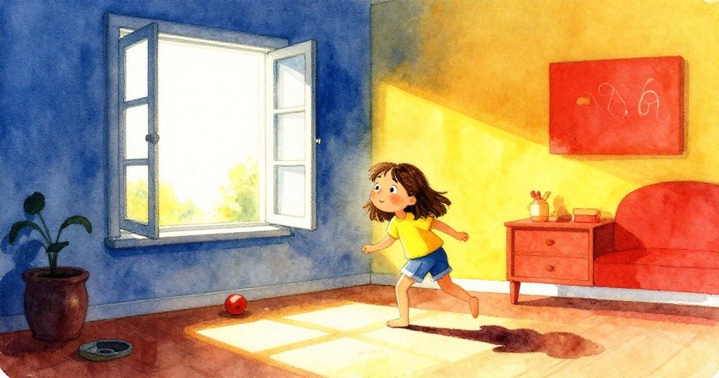 Willa走進陽光透入的房間,伸手拿著毛氈盤中的夾子,臉上流露好奇與期待。