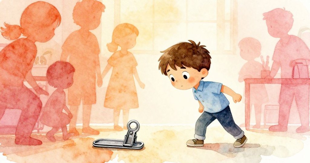 菲力克斯躲避迎面模糊家庭,低角度展現他向夾具伸手的動作,神情堅定且略顯緊張。