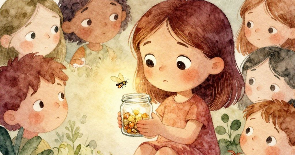 路西亞面部特寫,眼中流露出決心與淡淡哀愁,手中瓶子映出微光,展現內心掙扎與成長瞬間。