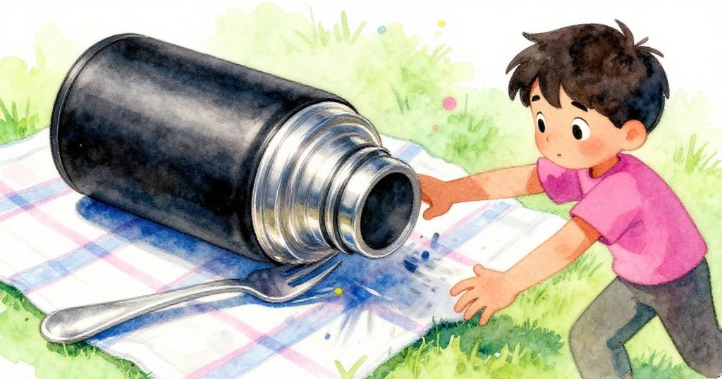 Dorian從自己視角推動滾動的保溫瓶,雙手用力,餐具險些相撞,風勢強勁,動感十足。