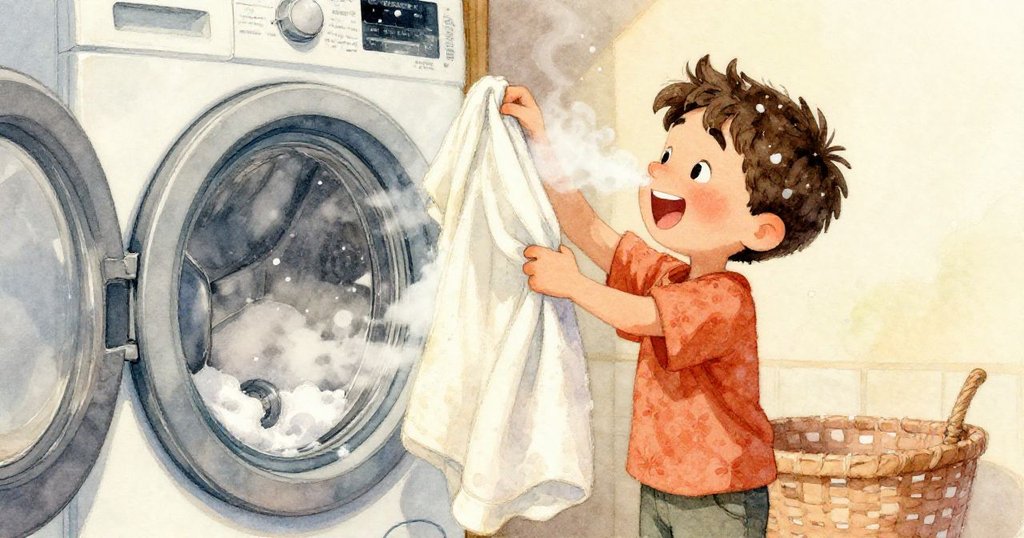 洗衣機玻璃近拍,泡沫旋轉顯現粉紅、薄荷與檸檬色調,細膩溫柔光線中充滿奇幻質感。