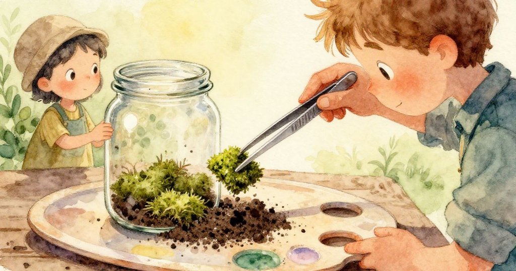 從一條小蚯蚓視角看見濕潤土壤與Cole輕柔噴霧，細膩捕捉環境紋理與生物互動，彰顯創作細節。