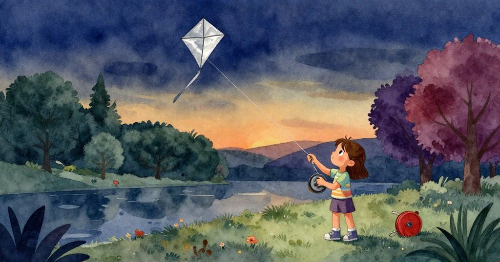 傍晚柔光中，Paloma鎮定收盤，風箏靜靜懸空，畫面從高空回響開端，結束一天冒險。