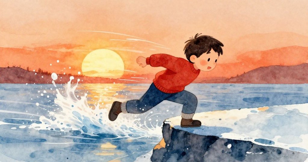 Vernon正用力推開冰面上堅硬的葉塊邊緣,動態軌跡和水花模糊展現快速推進的美感,場景充滿動感與活力。