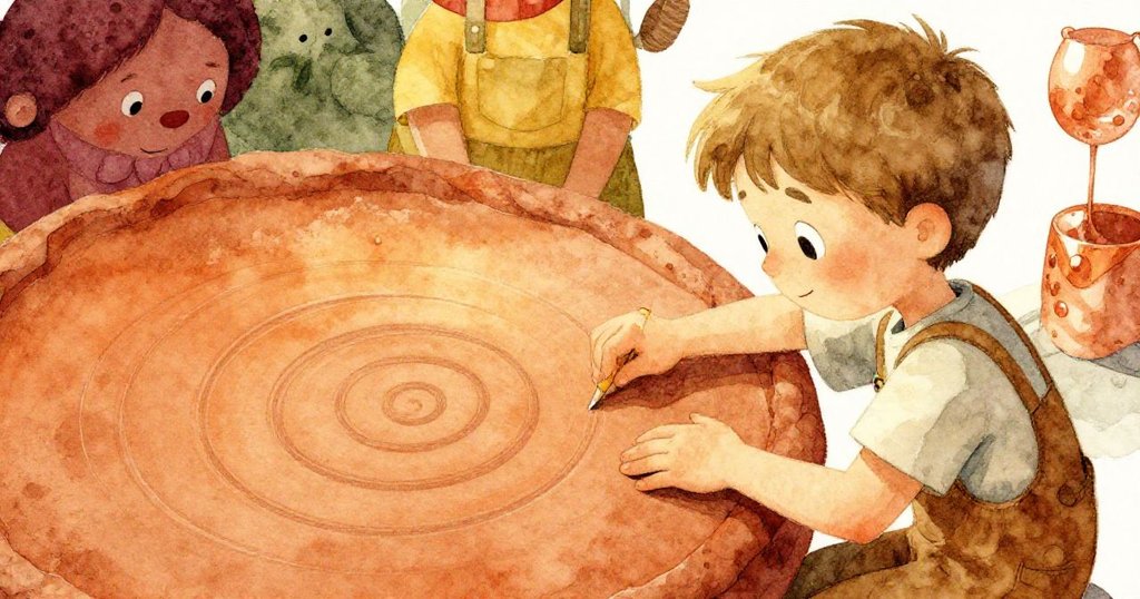 莫里茨仔細檢查黏土上螺旋形的劃痕，手指輕觸古老痕跡，流露出對過去努力與歷史的好奇。