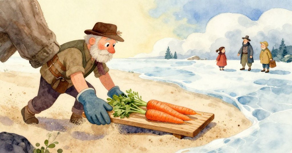 保羅的靴跟壓在凍住樹葉上，細膩紋理、砂粒和融水在柔光中展現冒險細節。