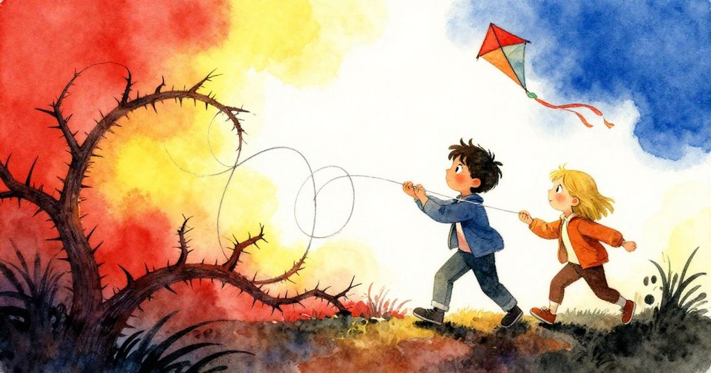 風箏線在異想空間中扭曲延展，Reed與Nina合作解綁間隙，畫面充滿緊張與超現實氣息。