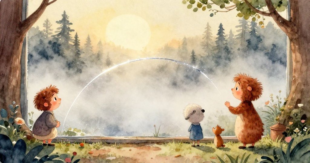 Hazel細心引導水滴在玻璃上形成宛如河流的痕跡，手指動作精緻，隱隱展現鴨嘴獸輪廓，充滿驚喜。