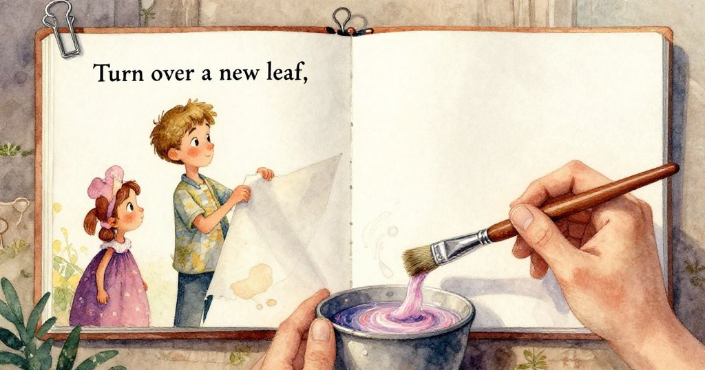 從Gareth肩後視角看，他小心觸碰藍色調色盤，展現手部動作與色彩交織的細膩修復瞬間。