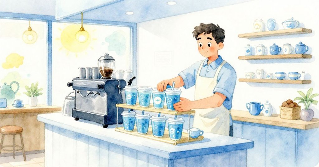 在完成訂單後,Keane將已封好的冰茶杯放上取餐架,茶店內安靜溫馨,餘音繚繞,結局平和而帶期待。