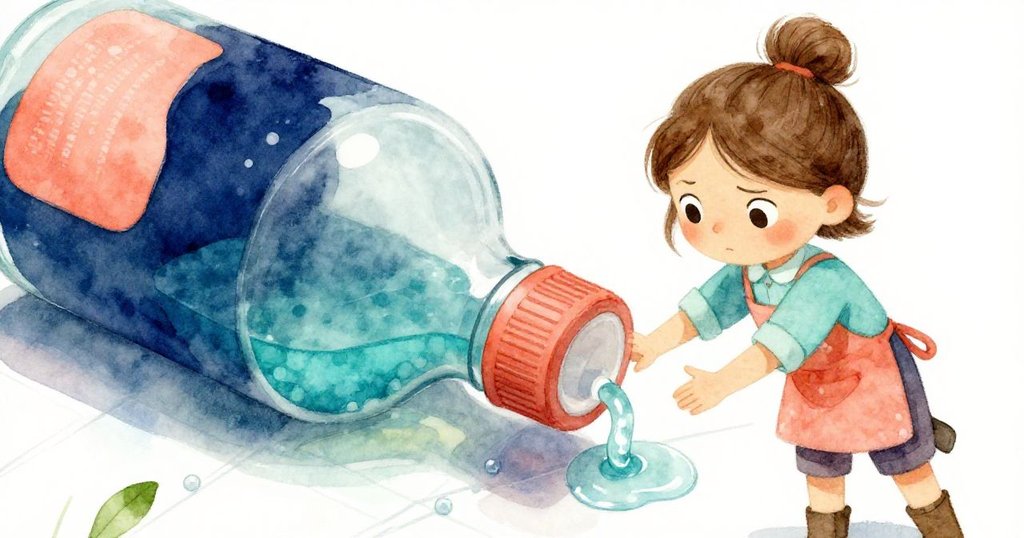 女孩Gemma用靴子猛踩滾動的瓶子，近距離展現瓷磚上閃耀水滴，表情堅毅果敢。