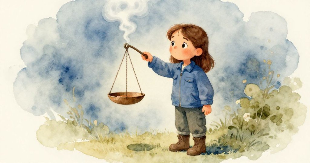 Gwen於柔和藍調中回憶秤盤搖曳,神情沉思,溫柔蒸氣盤旋於背景,營造出懷舊夢幻氛圍