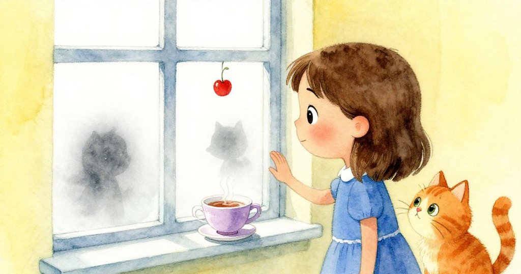 克麗靜靜欣賞窗上殘留的草圖,羅南凝視著茶杯中輕柔的漣漪,場景表露出溫馨與希望,寓意深遠。