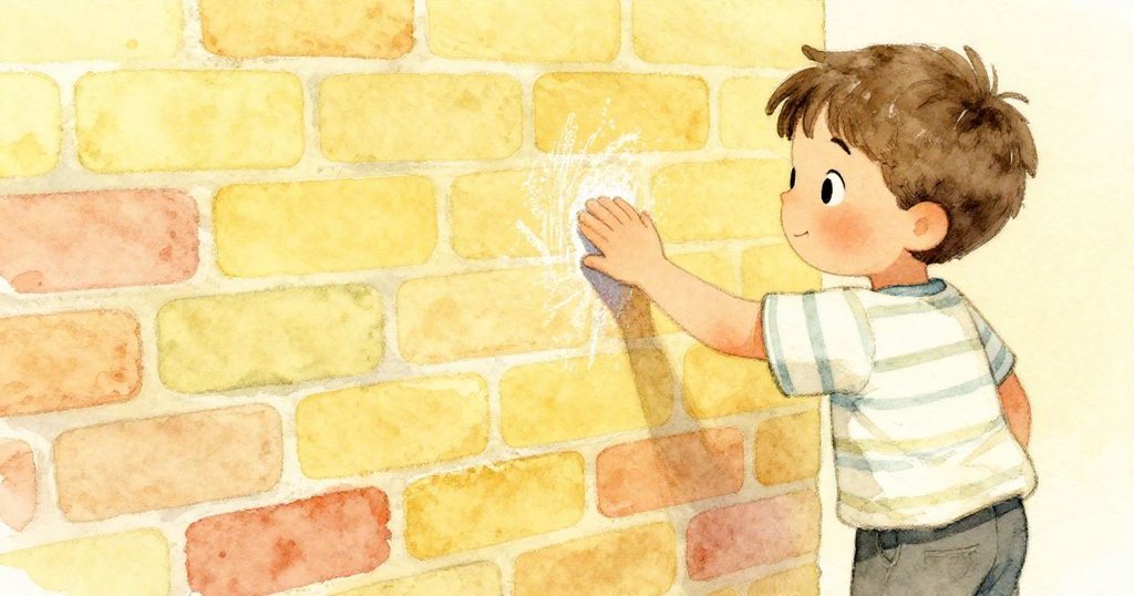 York 特寫畫面，用手摩擦粉筆痕跡，臉上流露專注神情，粉筆細節清晰，氣氛溫柔