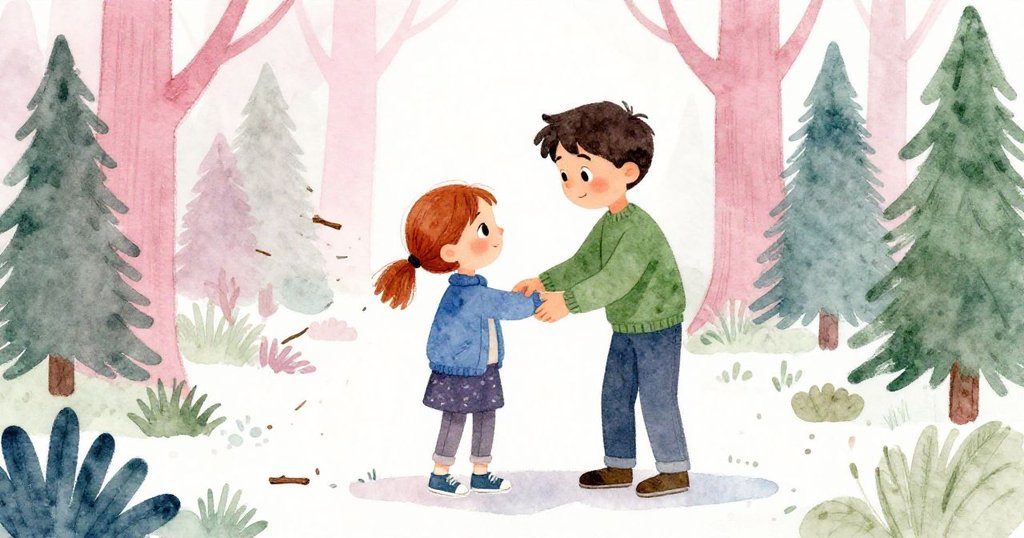 艾蒙在迷宮中迅速扶住哈麗特的袖子,防止一根遊走的細枝纏住她,兩人表情展現關切與決心