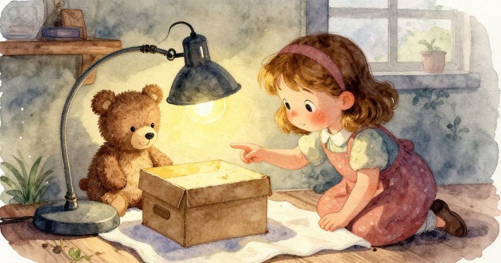 散落的鈕扣在透光布下緩滑，似水中漂浮，柔和燈光映出桌面細膩光影，展現藝術氛圍。