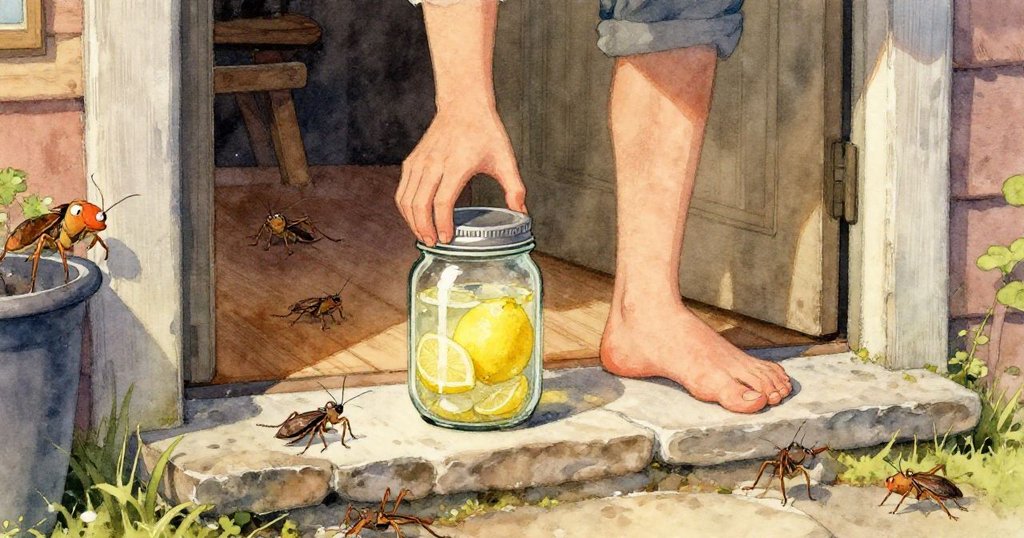 從小生物的視角看見罐中發光的螢火蟲，其微光在玻璃內反射，夜色朦朧中展現奇幻魅力。