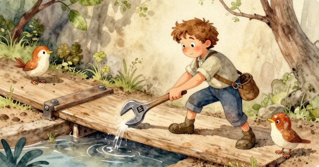 細膩特寫中，鐵扳手靜臥於河岸邊，蚊香煙霧悠然上升，水流柔和低吟，營造出意味深長的結局。