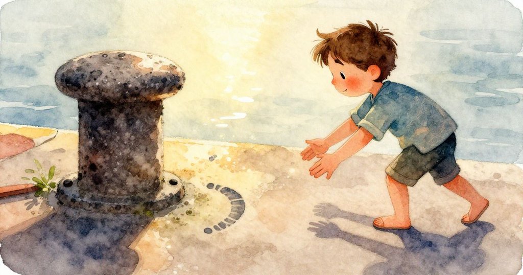 Jonas的手緊握濕滑繩索，鹽晶閃亮映照著堅毅與挑戰，細節豐富。