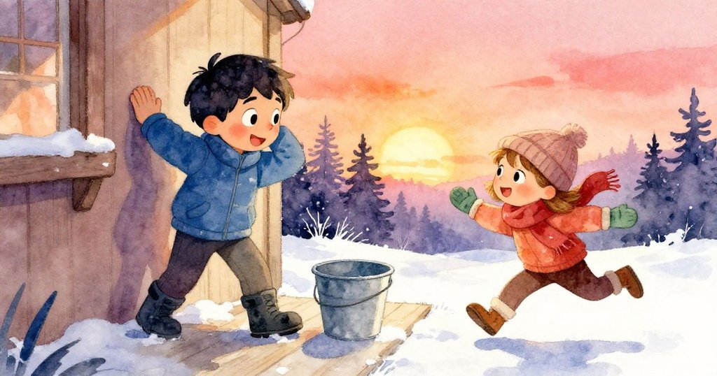 奧托用手肘穩固牆角，優薩奔向門廊取水，兩人互動充滿決心與協作。