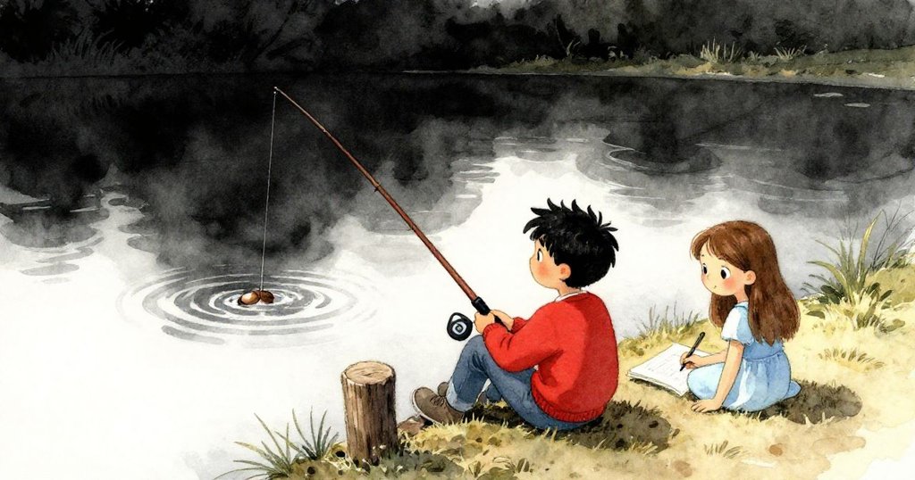 福洛德將釣竿倚於溫暖木樁旁靜坐,羅莎專注繪畫,橡果漣漪向寧靜深水中逐漸擴散,結局和煦安寧。