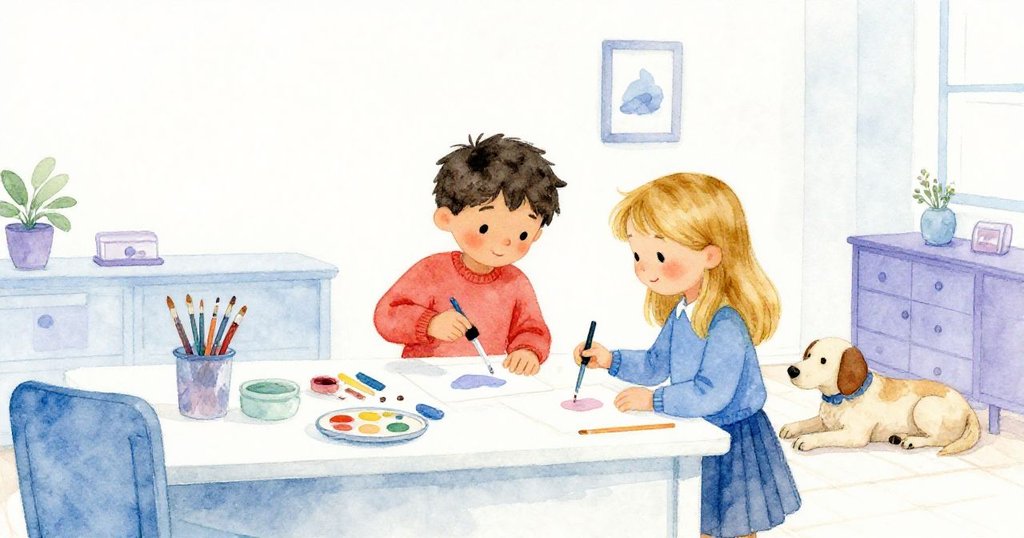 在新室內空間中,York與Frida在櫃檯前調整技術,旁邊指導犬安然休息,現場氛圍專注溫馨。