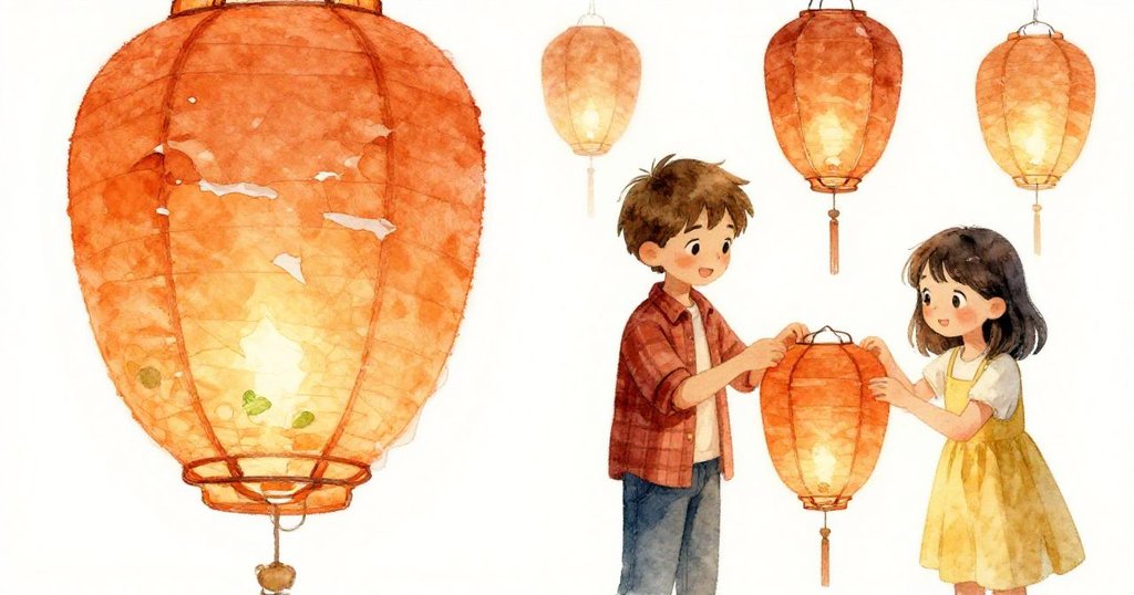 達爾與芬協同修補紙燈,鏡頭一側聚焦橙色紙條展現薄荷與膠痕,現實與夢幻交融。