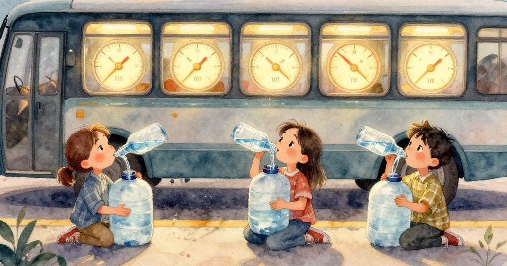 巴士窗外呈現寧靜野生公園，鴨子領著鴨仔穿梭於柏樹與湖面間，陽光柔和，故事轉向大自然。