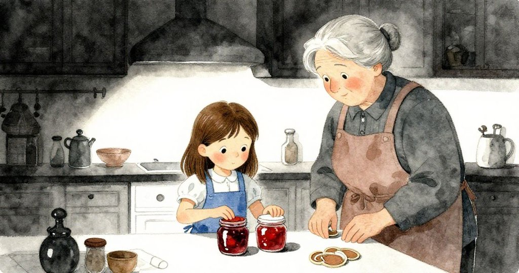 莉莉與祖母在整理完畢果醬後，細心壓緊蠟片，並進行品嚐，臉上充滿欣慰與溫暖，結局令人滿足。